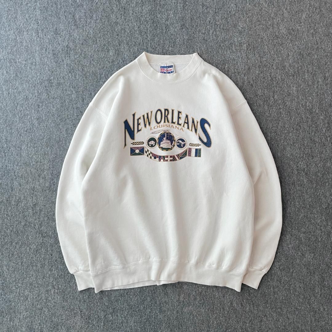 メンズ Vintage 80s アメリカ製 企業 発泡プリント スウェット パンク