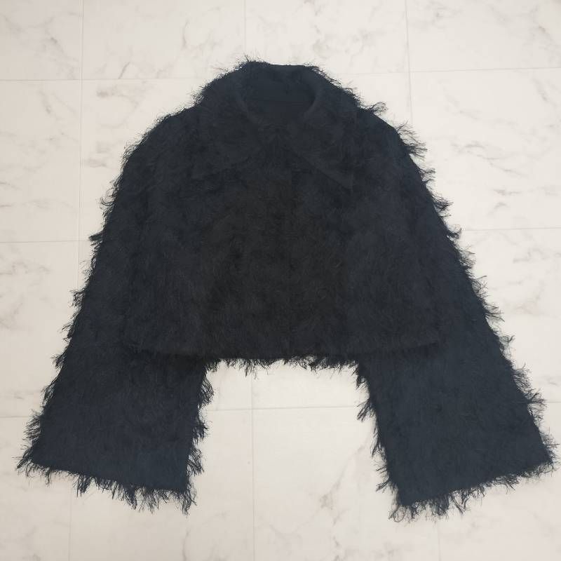 Cygneフリンジショートジャケット 黒 cygne シーニュ ボンディングフリンジショートジャケット Joseph