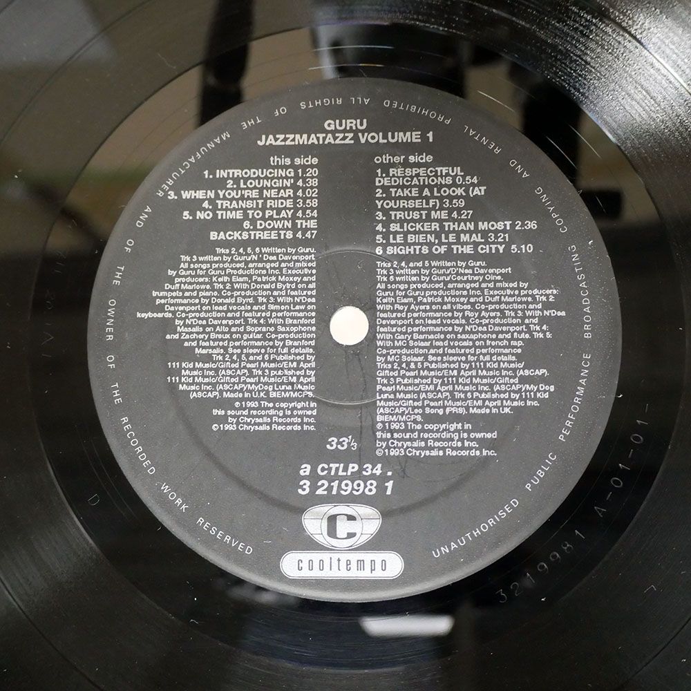 ジャンク UK盤 GURU/JAZZMATAZZ VOLUME 1/CHRYSALIS 3219981 LP - メルカリ