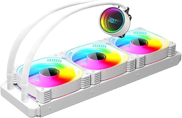 Small Lab COOLMOON Simple Water Cooled Cooler with Temperature Display - Infinity Mirror CPU Cooler LED ARGB 5v 3pin LGA1700/1200/115X AMD: AM5/AM4 Socket Compatible with 4 Pin PWM Fan Control