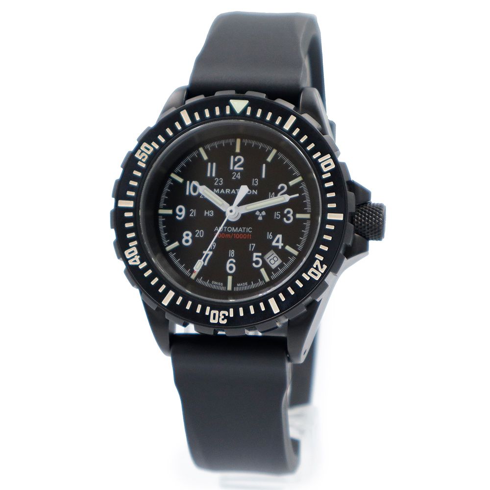 【希少】ユニオンワークス ブラック 時計 美品 ミリタリー 箱付 マラソン WW194006BK-NGM GSAR Anthracite Diver Watch ミリタリー