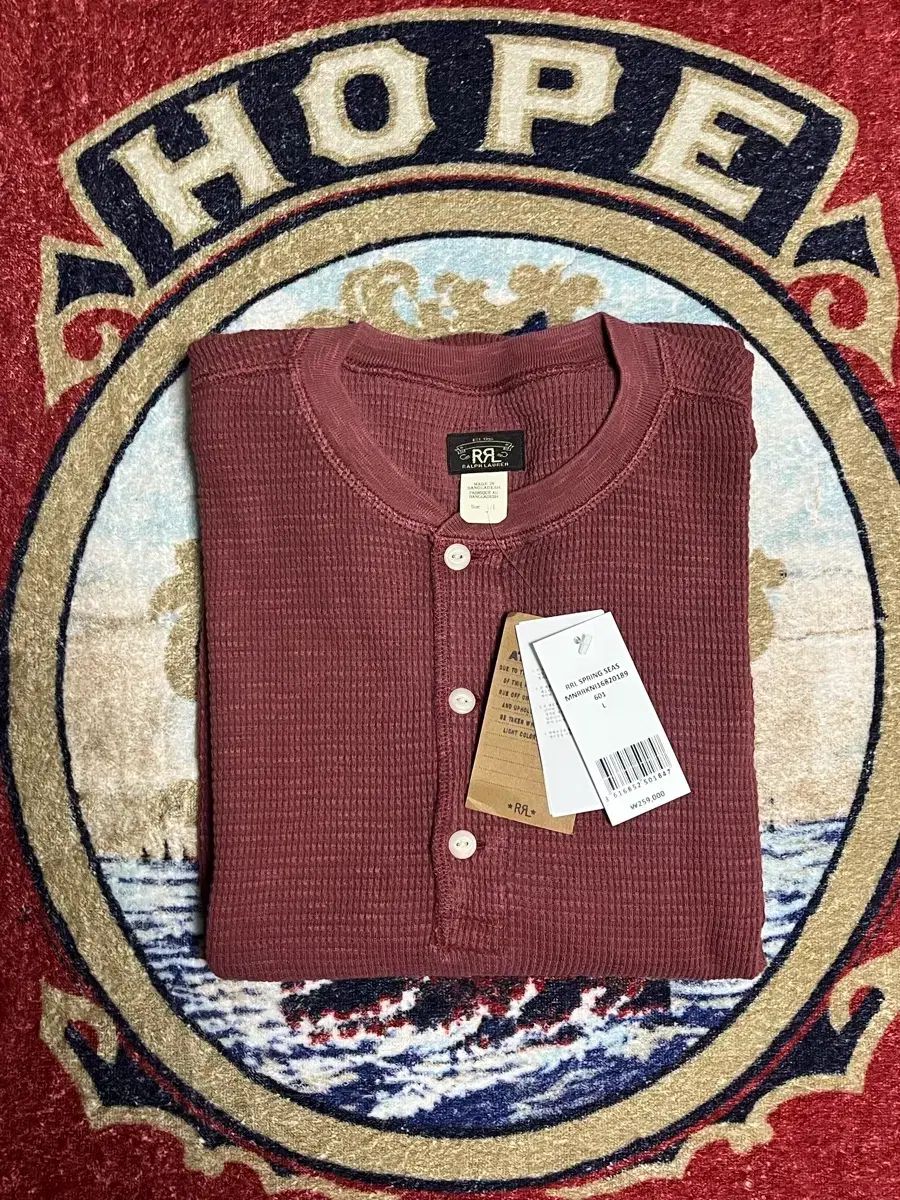 RRL (ダブルアールエル) ワッフル ニット ヘンリー ワイン アール