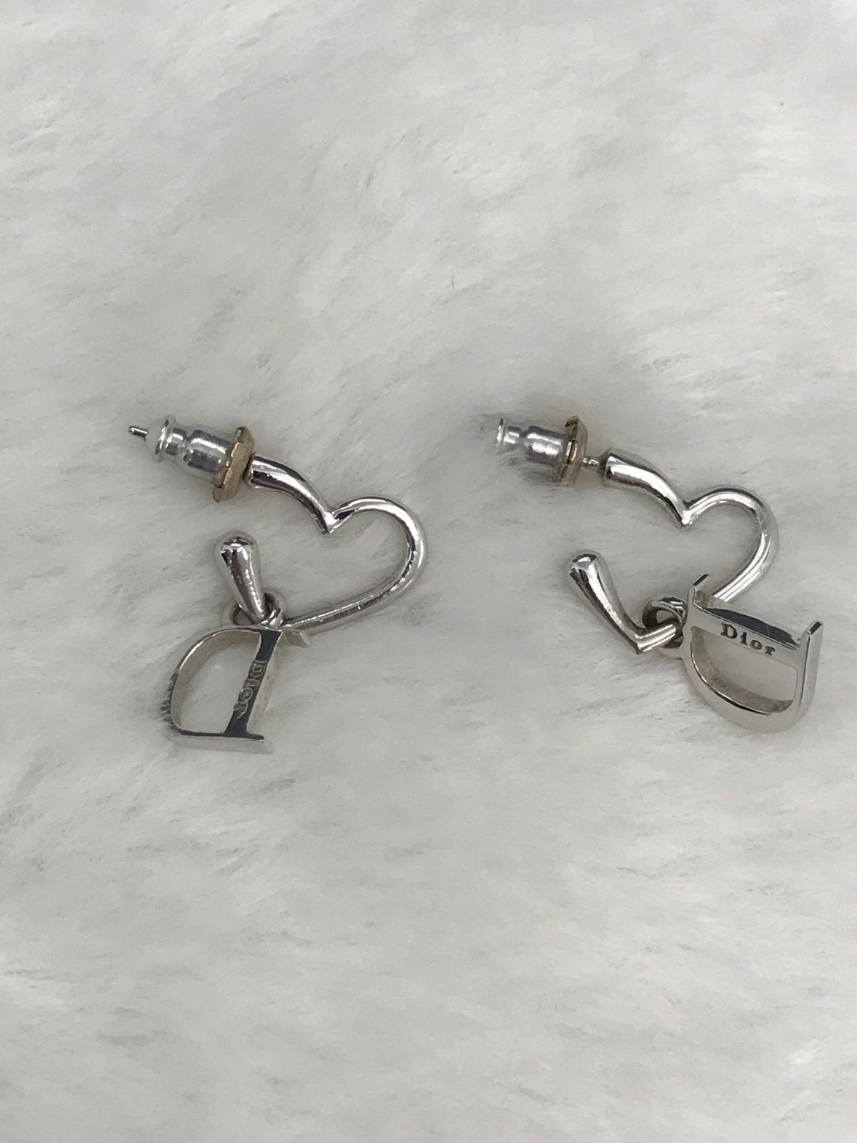 Christian Dior ディオール ピアス ラインストーン シルバー ハート