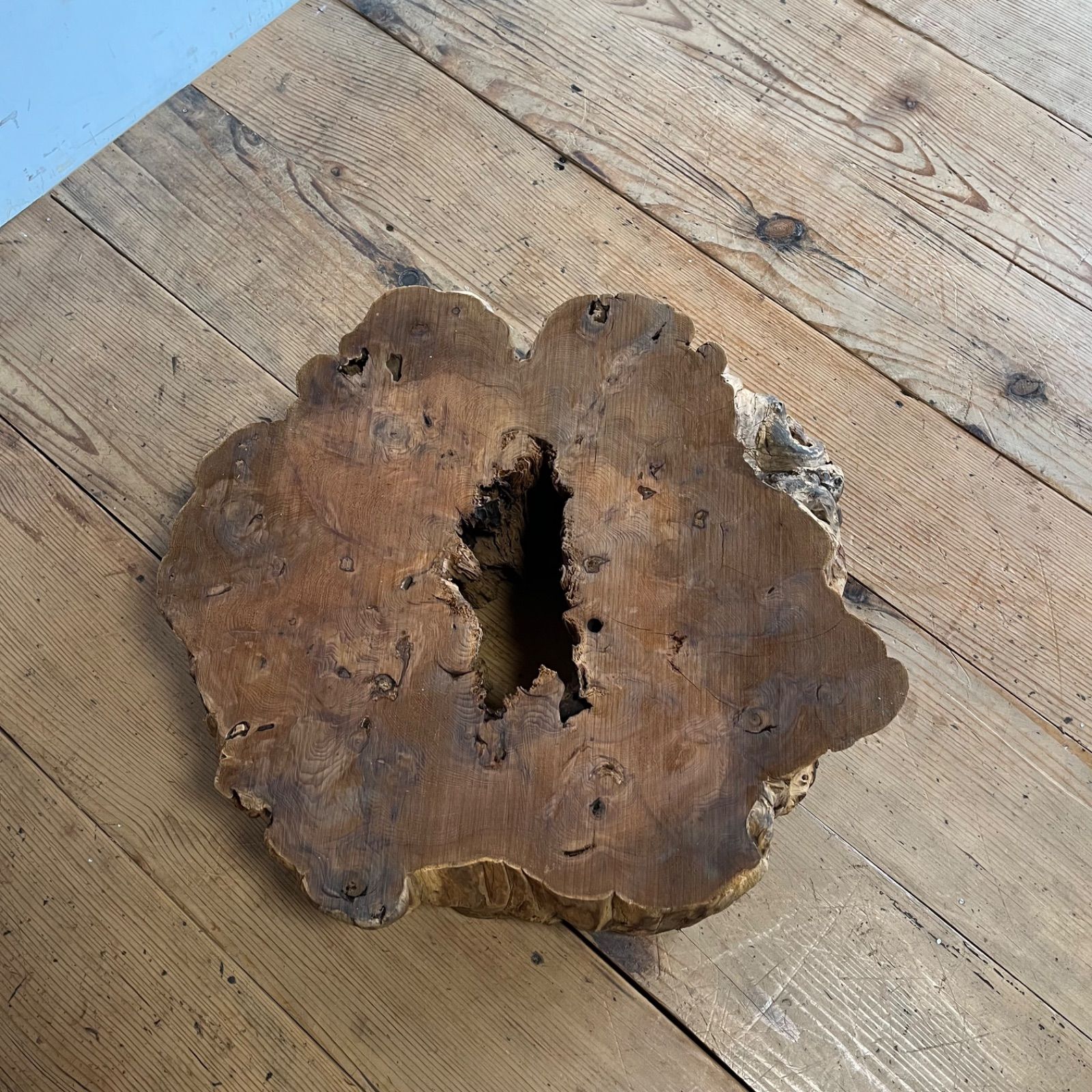 アンティーク 欅 ケヤキ 瘤 切り株 古材 花台 飾り台 無垢一枚 古道具