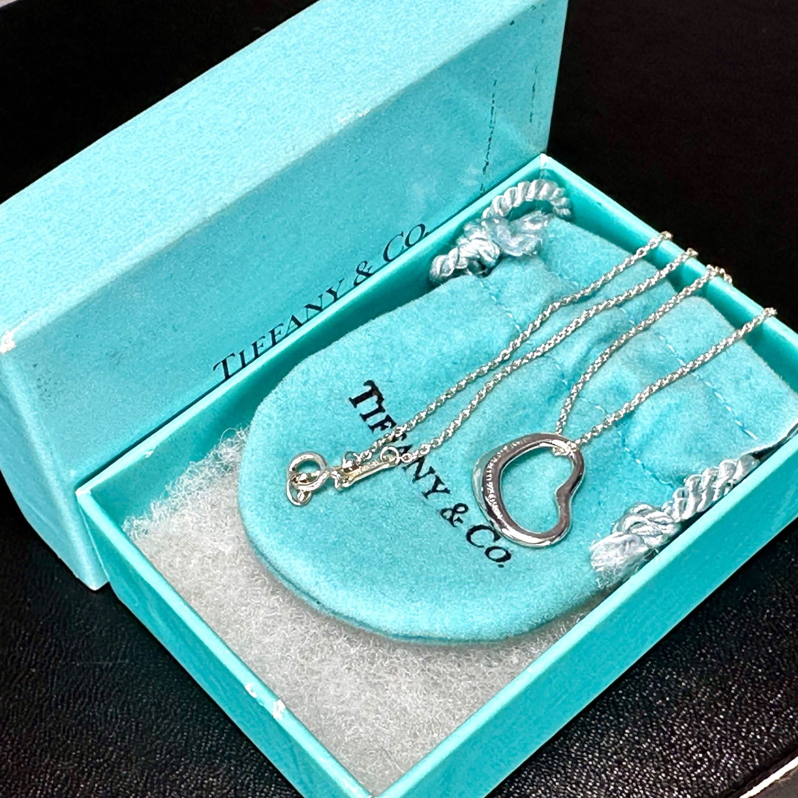 ティファニー オープンハート ネックレス シルバー 箱付 正規品 Elsa