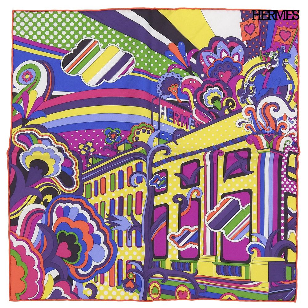 超美品 エルメス HERMES カレ45 Faubourg Rainbow フォーブル