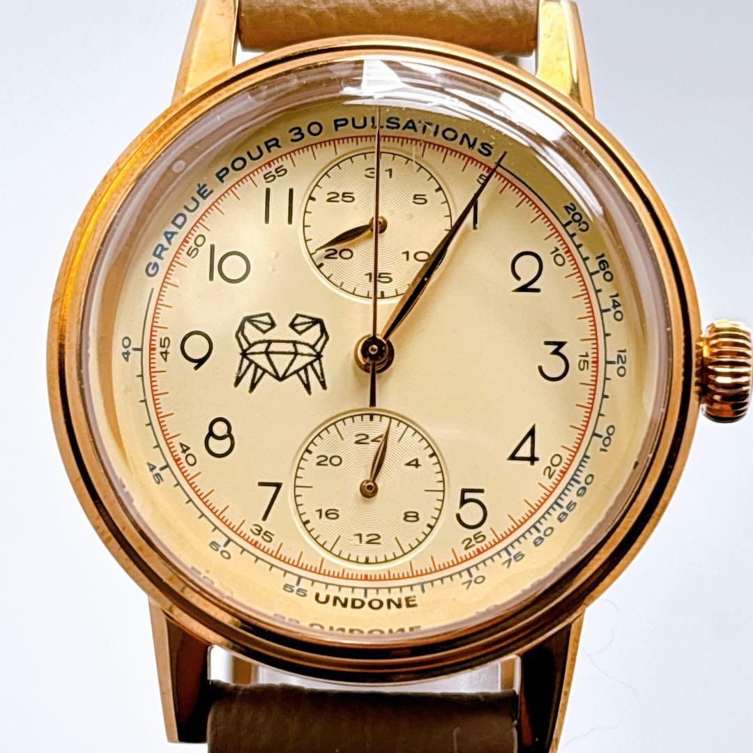 683 UNDONE アンダーン 316L ラウンド クォーツ 腕時計 美品 UNDONEの 