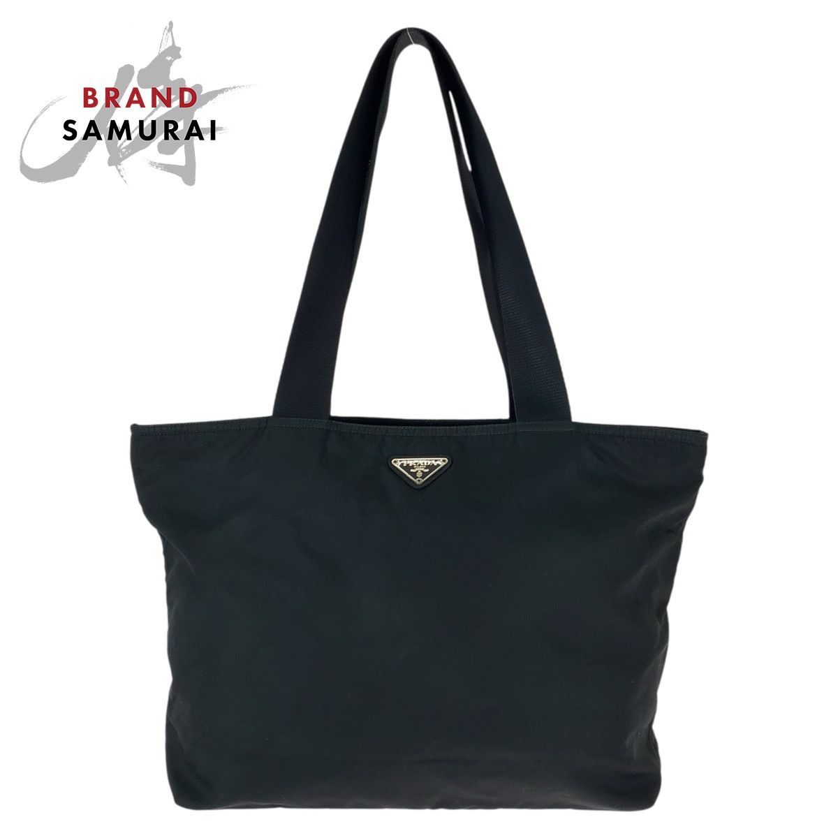 美品 PRADA プラダ テスート 三角ロゴプレート ブラック 黒 シルバー