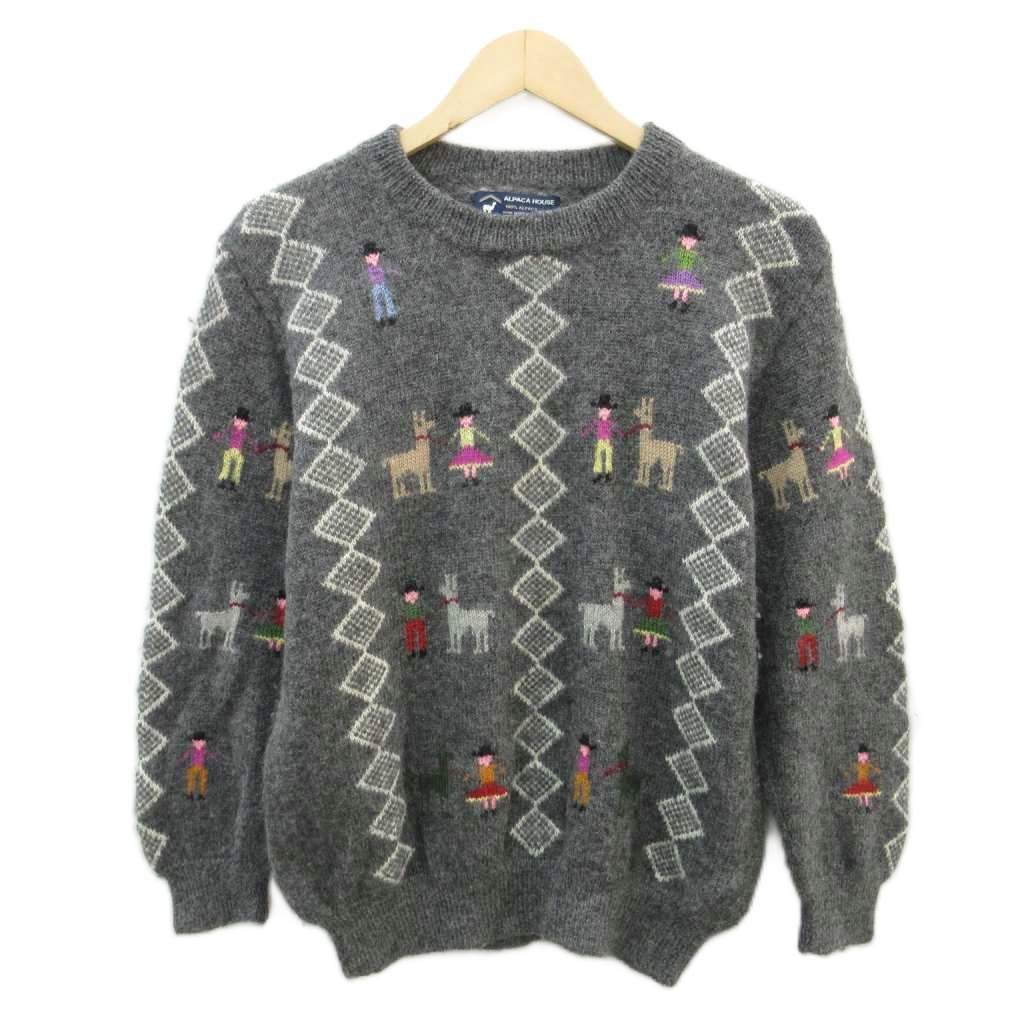 アルパカハウス ALPACA HOUSE ニット セーター アルパカ L グレー 長袖