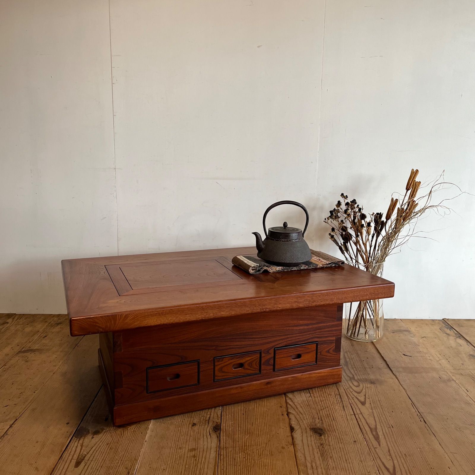 アンティーク 関西長火鉢 銅張り 古民家 家具 昭和レトロ 天然木材 欅