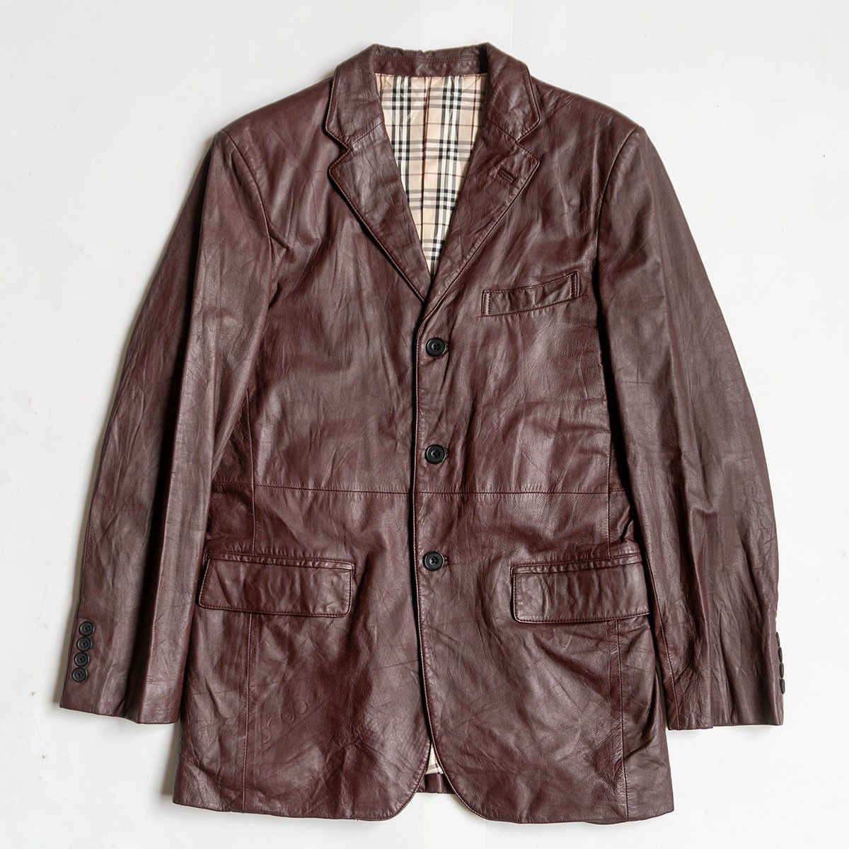 最高級】BURBERRY BLACK LABEL【レザー テーラードジャケット】M 山羊