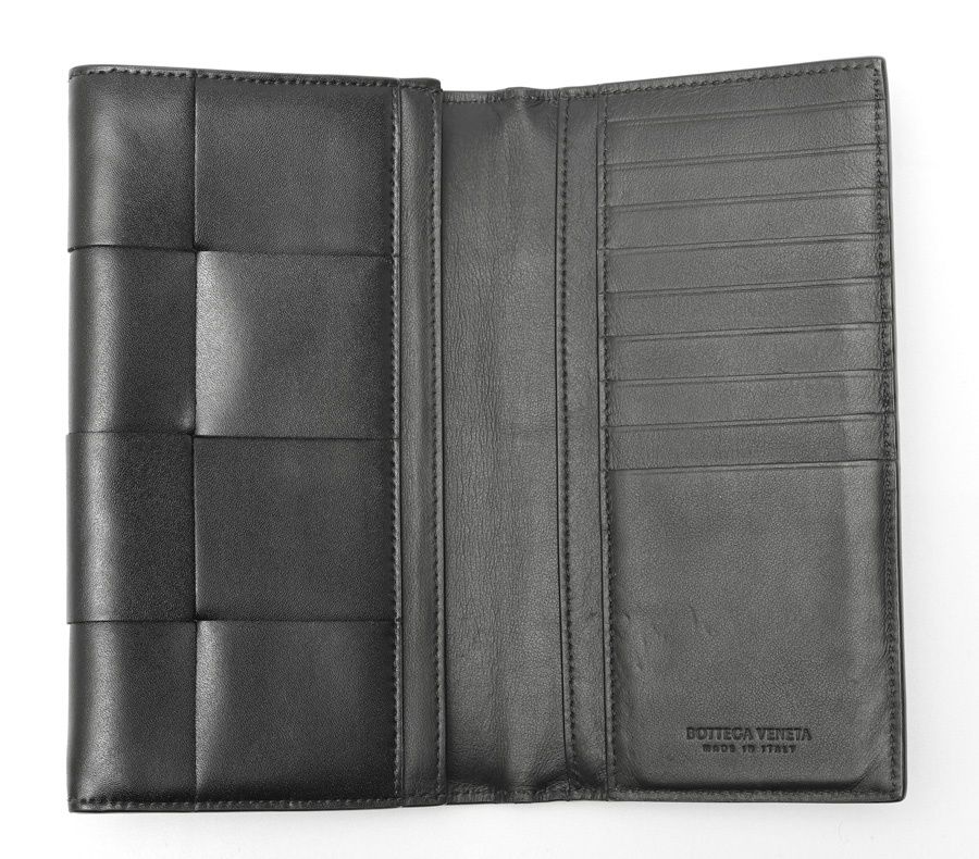 ボッテガヴェネタ イントレ ブラック 長財布 美品 タグ有り ボッテガヴェネタ / BOTTEGA VENETA ロング フラップ ウォレット / 長