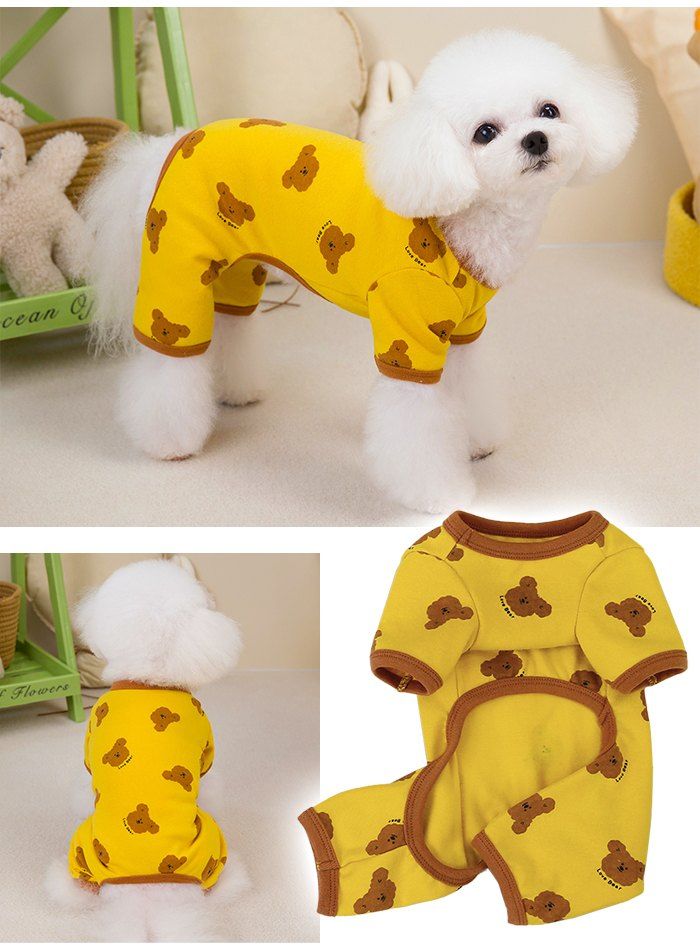 XLサイズ】ロンパース クマ柄 可愛い 犬服 つなぎ カバーオール 犬 服