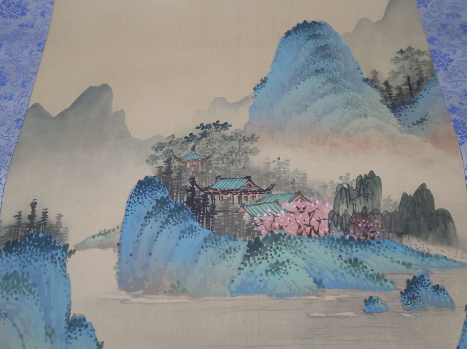 明・仇英・柳岸春色図・巻物・掛け軸/山水，人物，花鳥に長じ，沈周