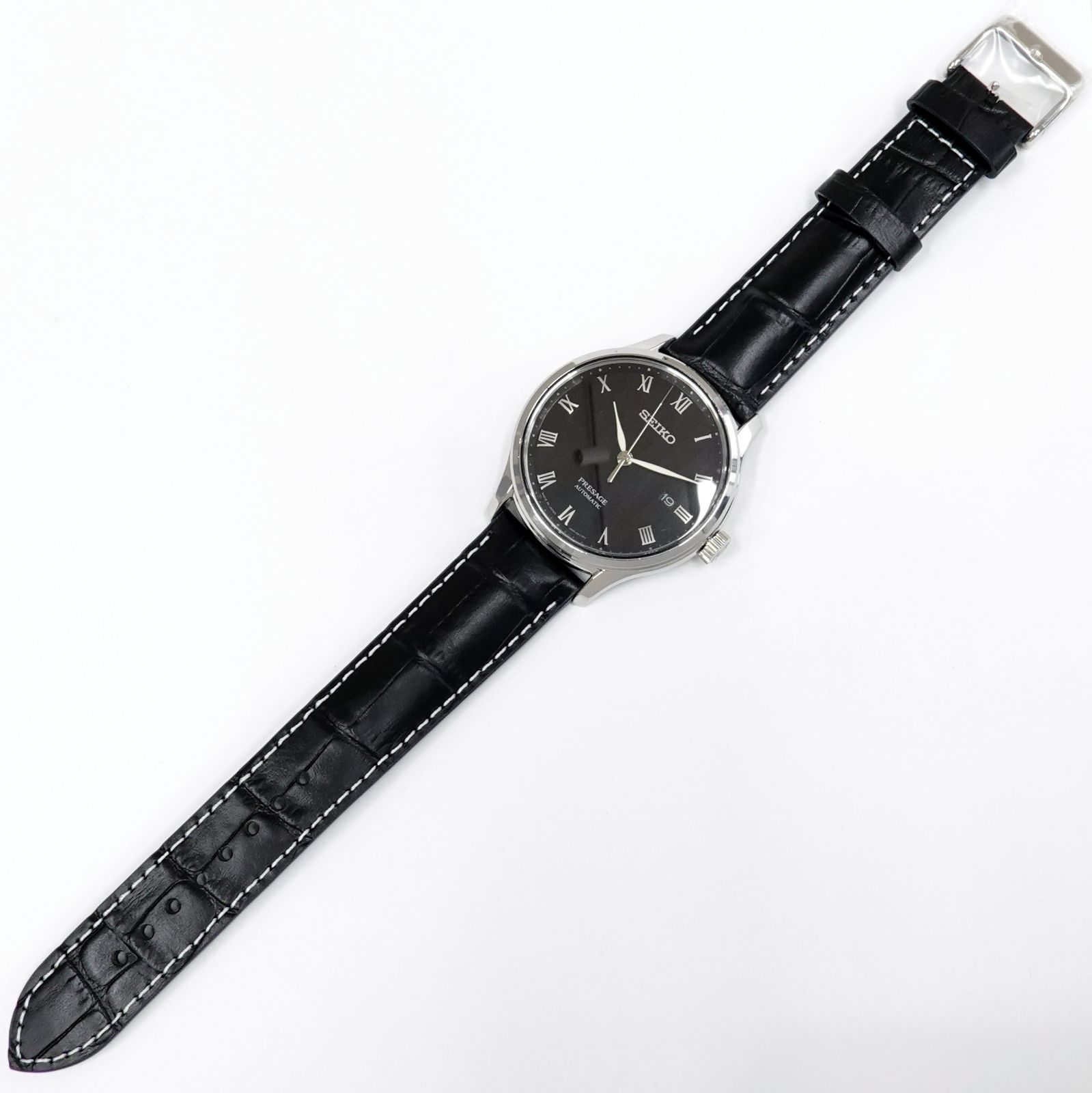  SEIKO セイコー プレザージュ 4R35-02S0 メンズ 自動巻き SS|レザーベルト 黒文字盤 ブルゾン 自動巻き時計 腕時計(アナログ)