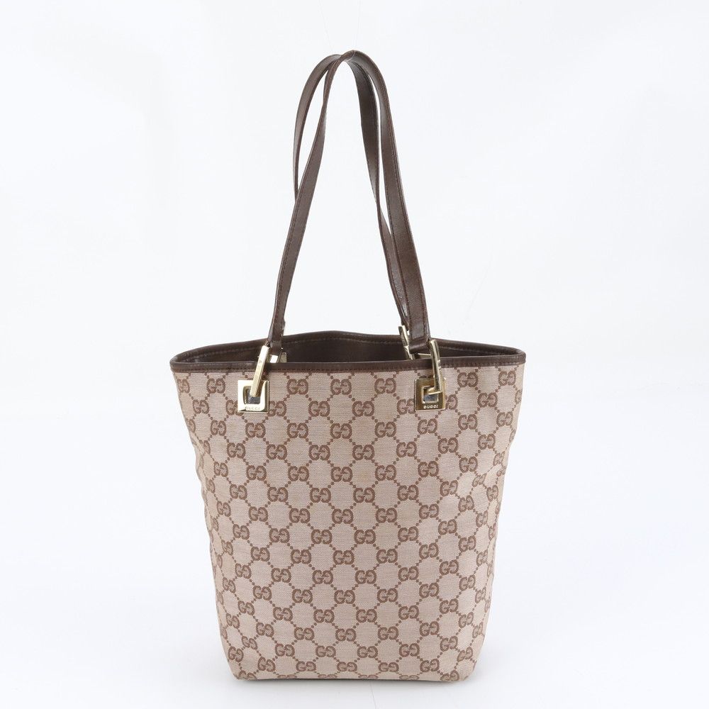 美品 グッチ GGキャンバス 002 1099 レザー トート バッグ 肩掛け
