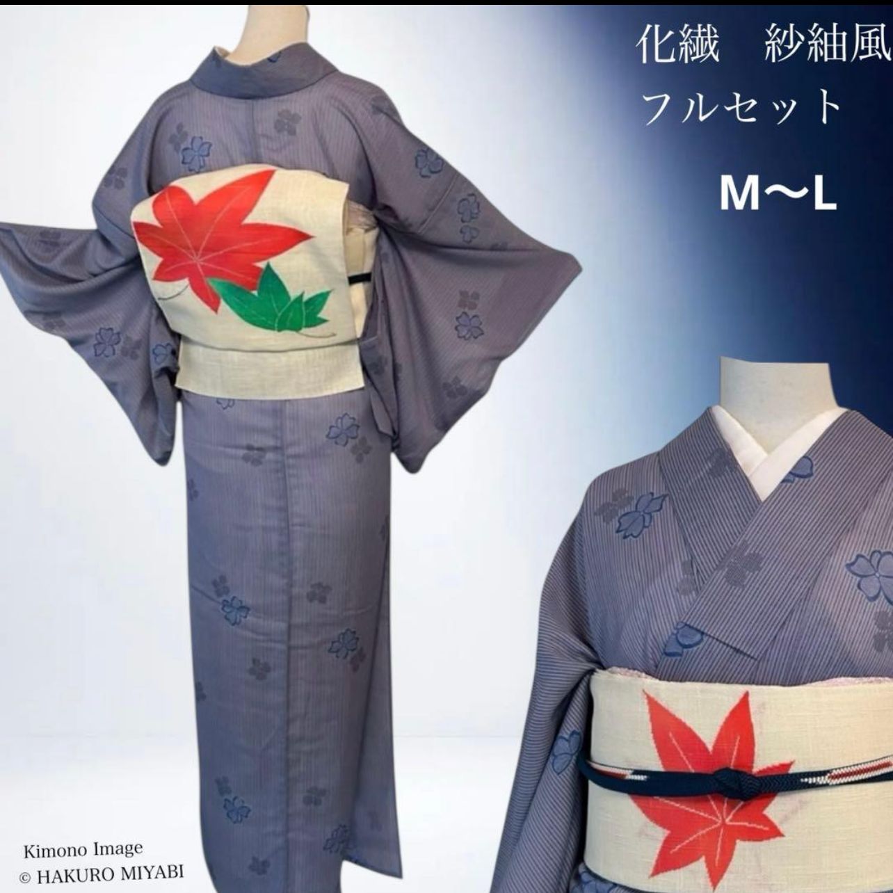 薄物 夏物 化繊 紗紬風 小紋 フルセット 4点 M 〜L カタ1-10 - メルカリ