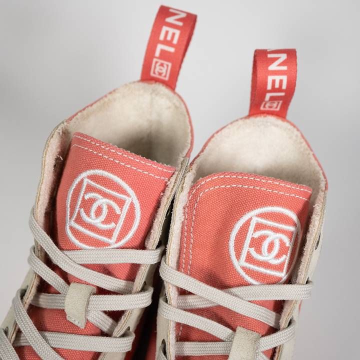 CHANEL シャネル ココマーク ハイカットスニーカー ピンク キャンバス