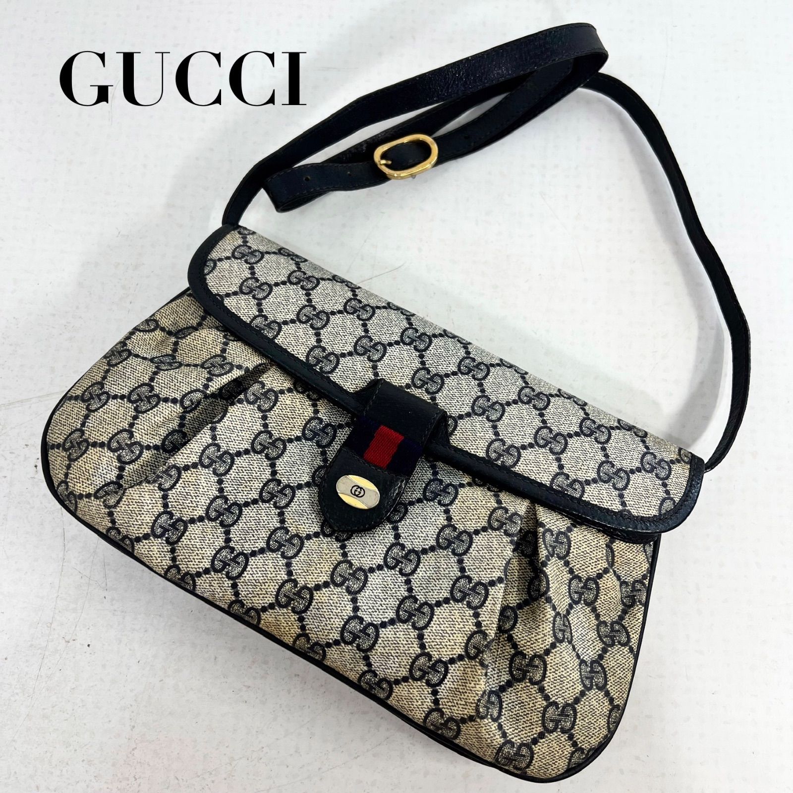 ヴィンテージ風】GUCCI オールドグッチ シェリーライン GG柄 レザー 