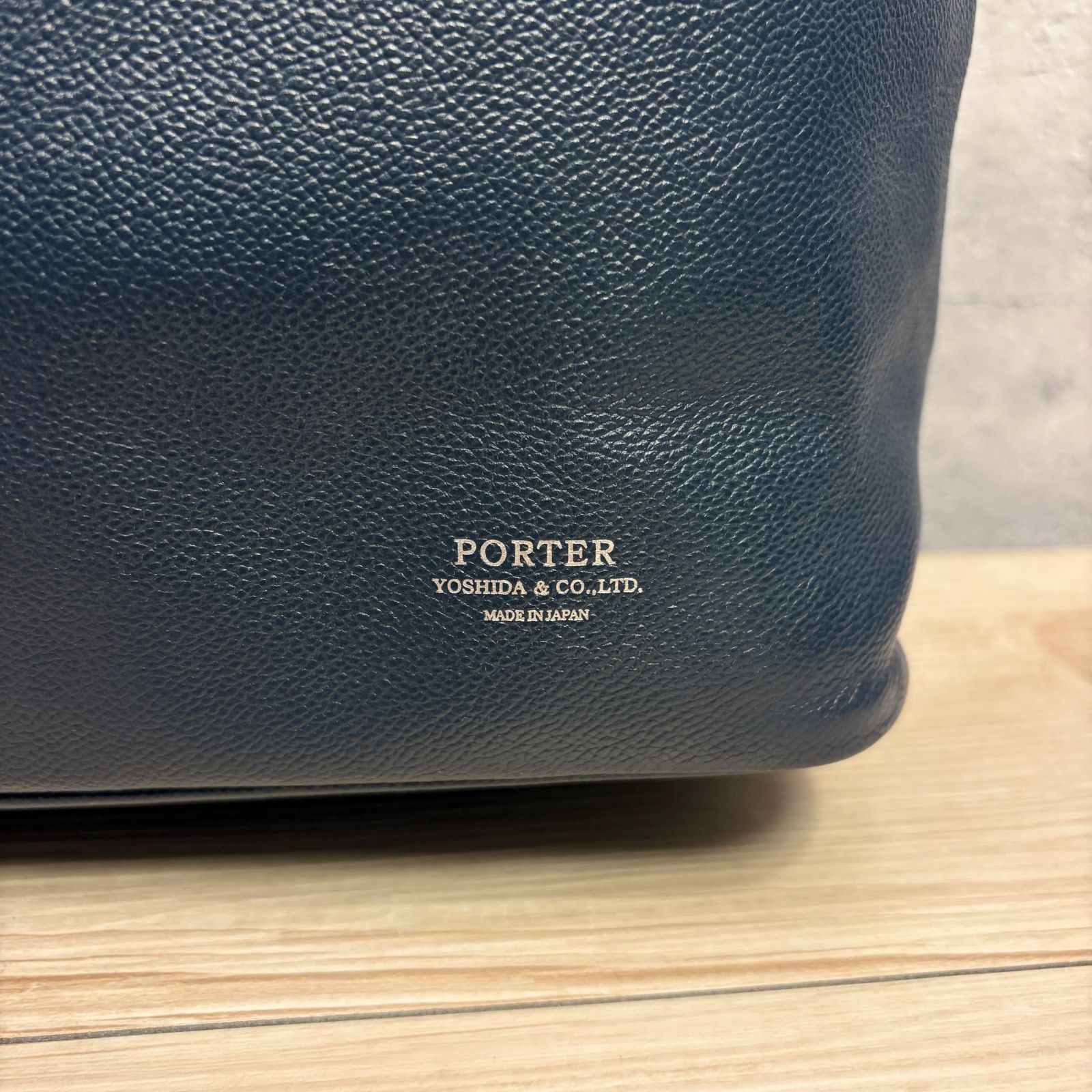 ✨PORTER LINK レザー トートバッグ ネイビー 本革 ポーチ付 高級 