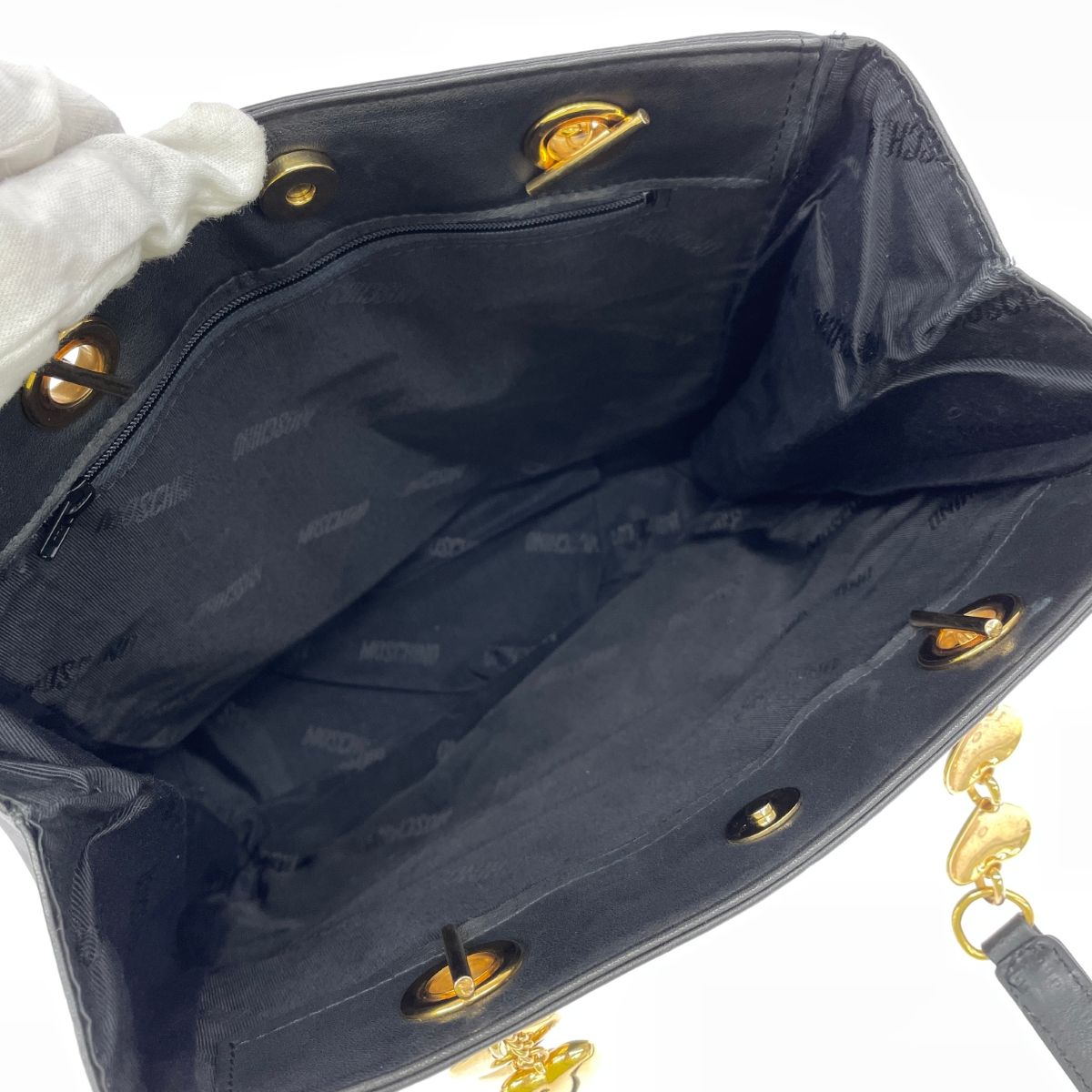 MOSCHINO モスキーノ チェーントートバッグ キルティング ラムスキン
