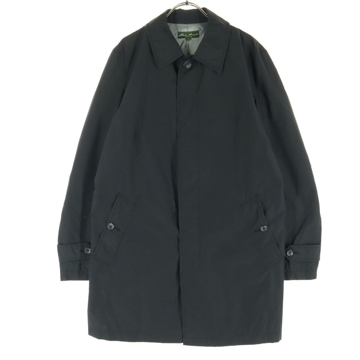 【エディバウアー】ステンカラーコート　ブラック黒　ロング丈 Eddie Bauer エディーバウアー 長袖 薄手 ステンカラーコート S