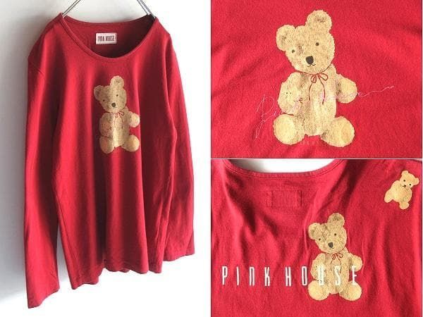PINK HOUSE ピンクハウス クマ/ぬいぐるみ/ロゴプリント コットン