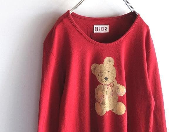 PINK HOUSE ピンクハウス クマ/ぬいぐるみ/ロゴプリント コットン