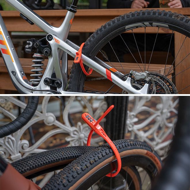 自転車 ロック カギ バンド ベルト ダイヤル ナンバーセット 軽量 軽い
