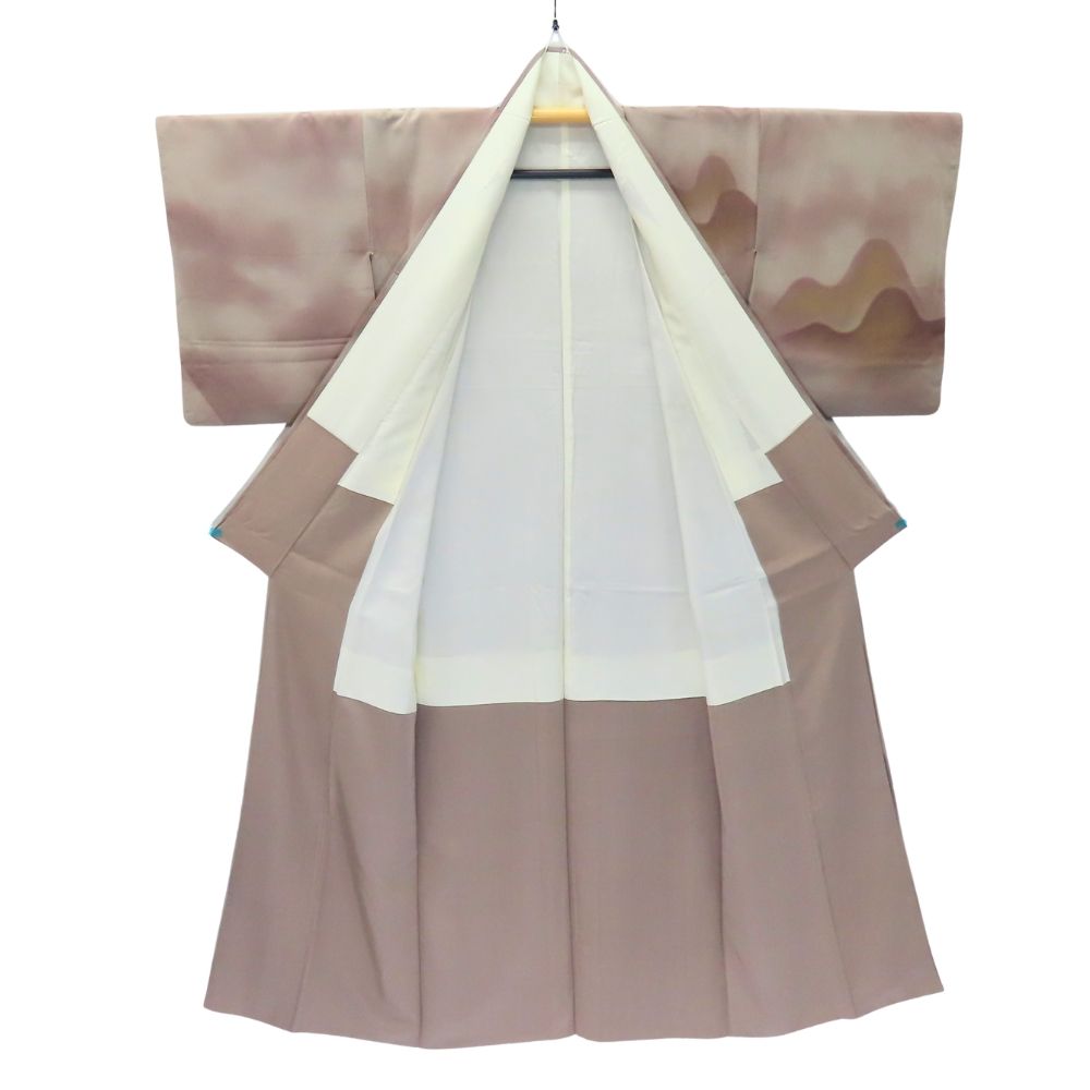 【中古】 訪問着・付下 正絹 パープル系 グレージュ ぼかし 刺繍 和装 呉服 和服 きもの レディース 女性 中古】 訪問着・付下 正絹 パープル系 グレージュ ぼかし 刺繍 和装
