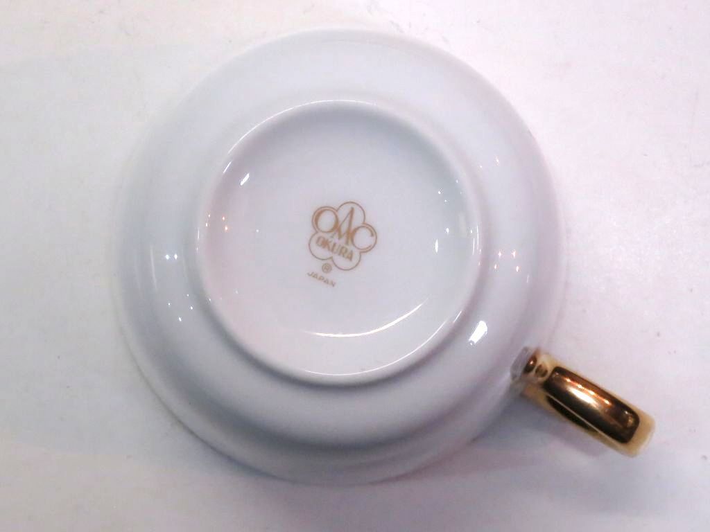 225377】OKURA 大倉陶園 ゴールドライン コーヒーカップ＆ソーサー