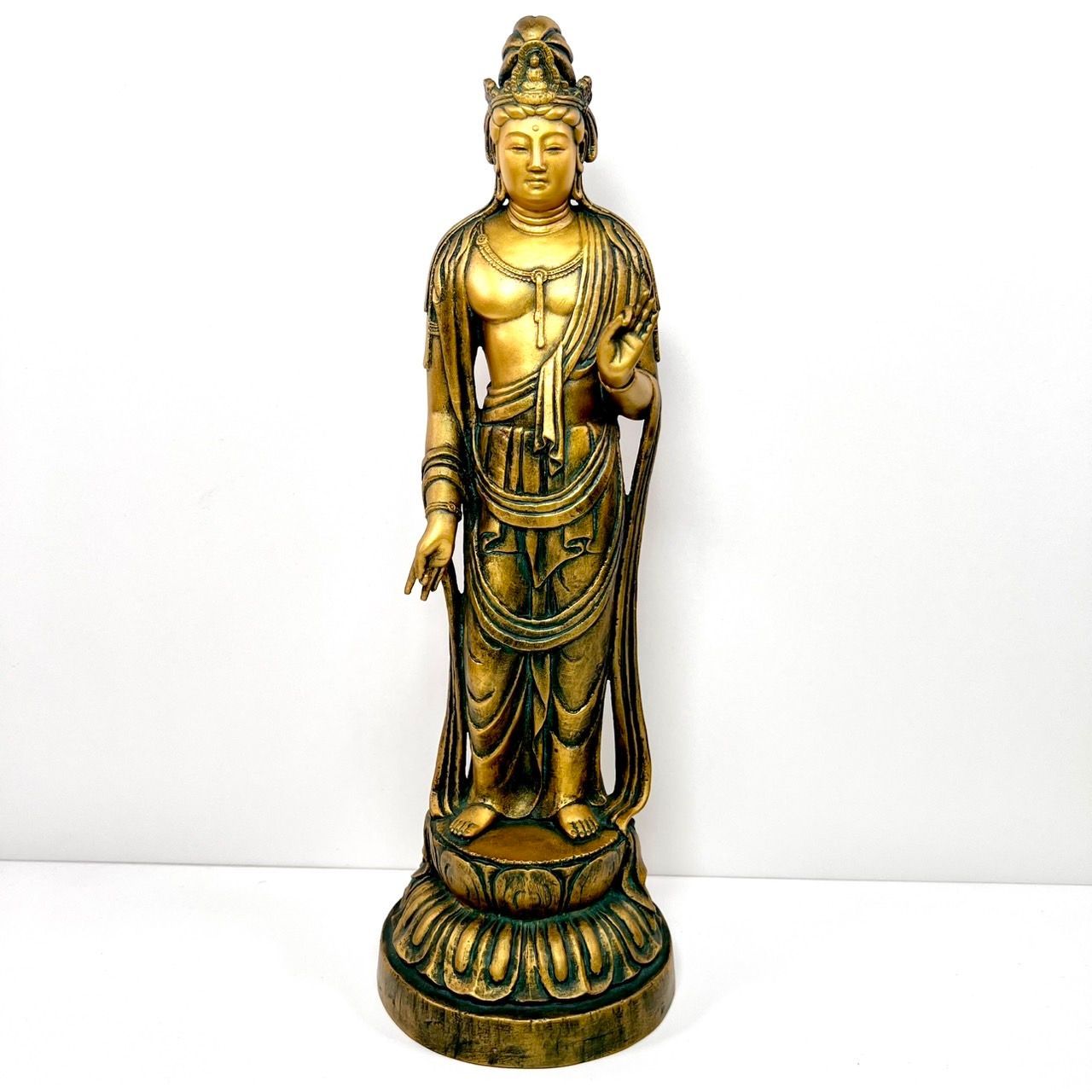 聖観世音菩薩像 北村西望 謹作 ブロンズ像 銅塗金 仏像 133 / 1000