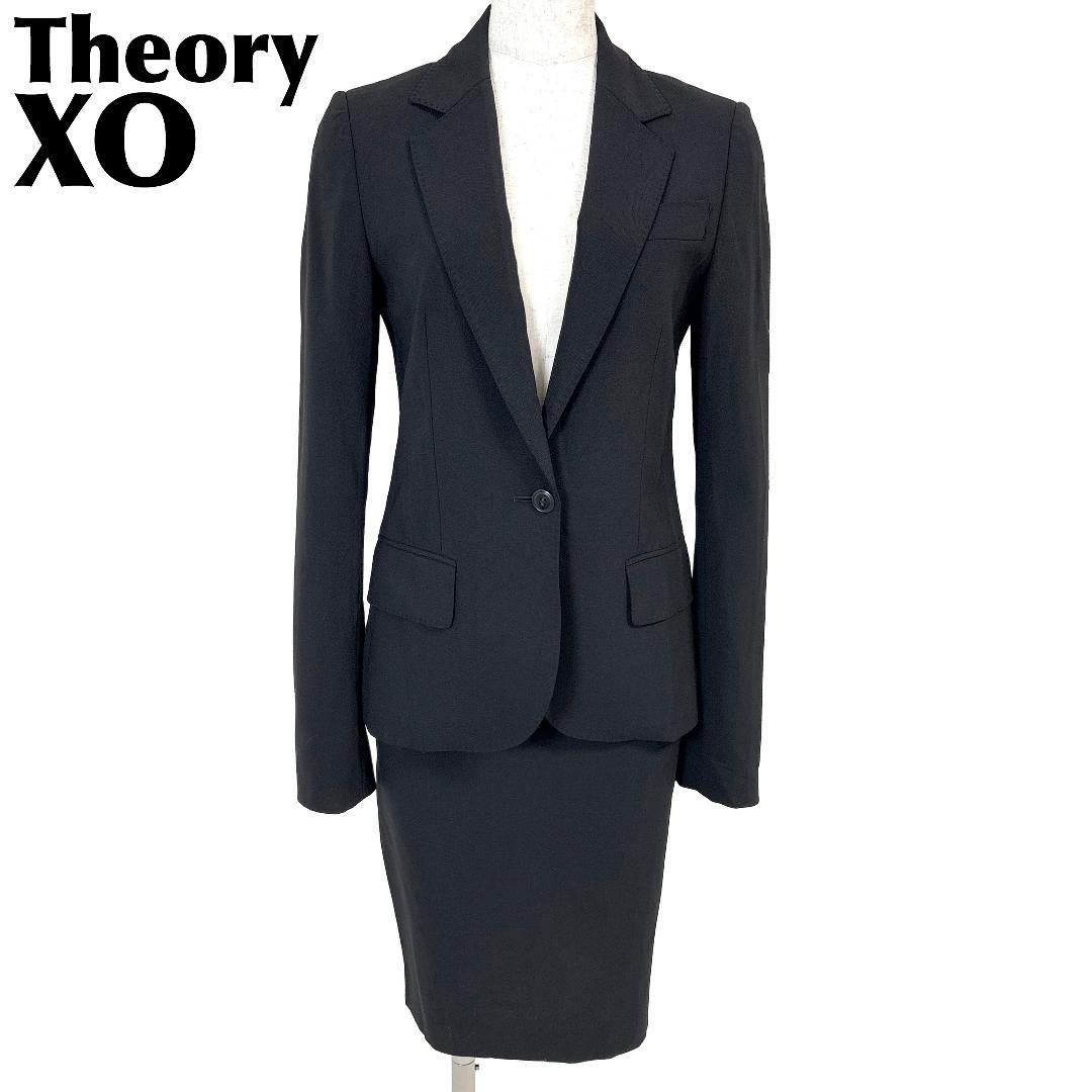 Theory スカートスーツセットアップ ワンボタン XO ブラック 無地