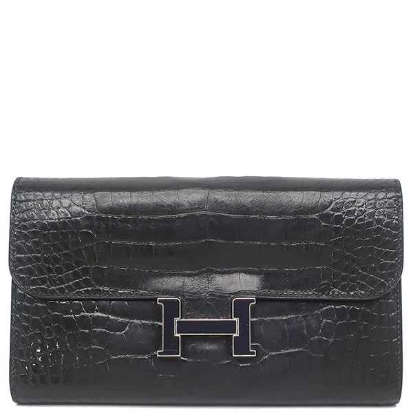 エルメス HERMES 長財布 コンスタンス ロング アリゲーター ブラック