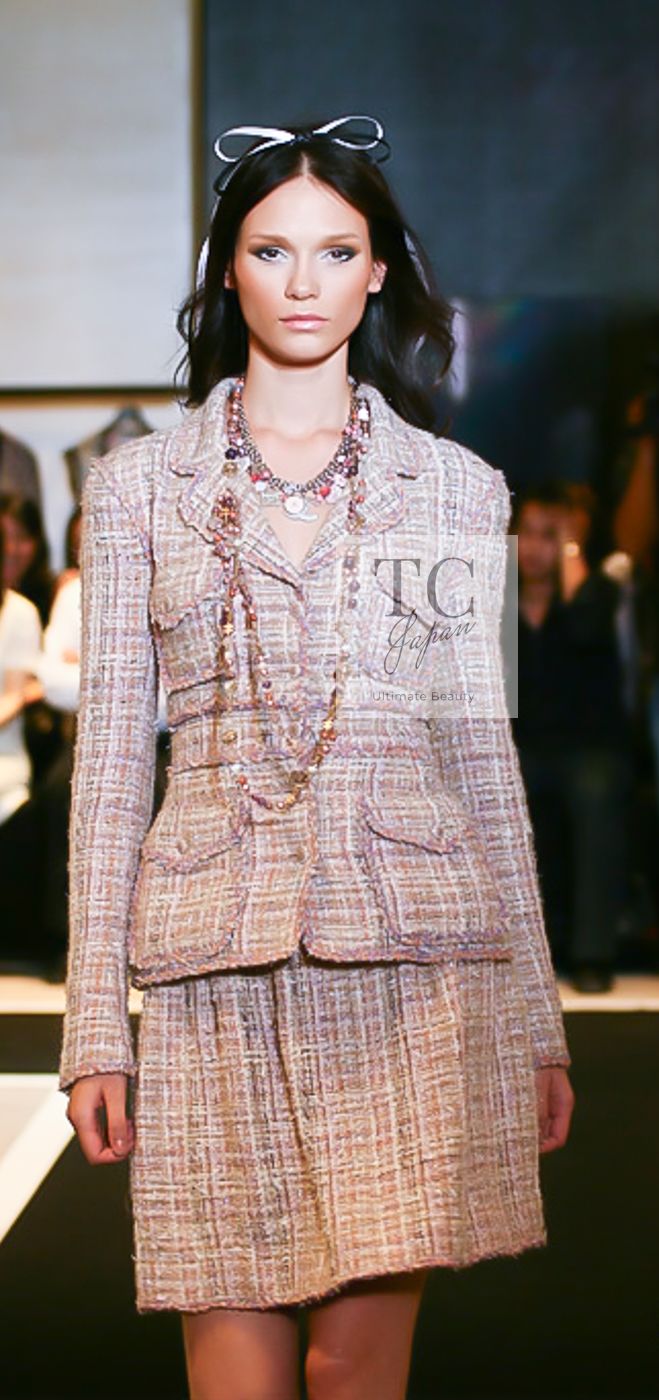 シャネル ジャケット CHANEL ピンク ベージュ マルチカラー モヘア
