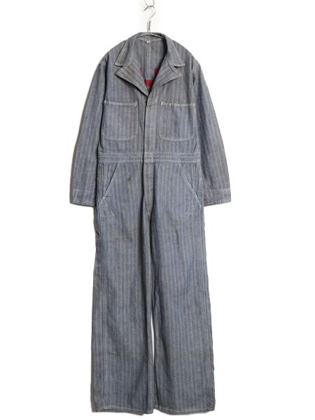 40s 大戦 ☆ チェーンステッチ 刺繍 ヘリンボーン オールインワン