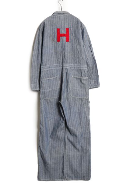 40s 大戦 ☆ チェーンステッチ 刺繍 ヘリンボーン オールインワン