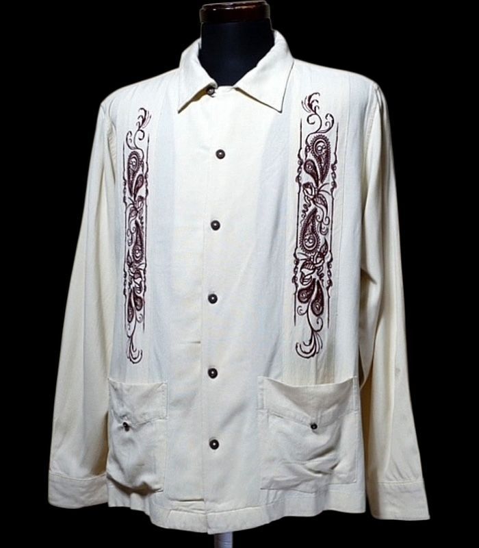 kustomstyle 長袖キューバシャツ (KSLS2107OWH) longroof guayabera