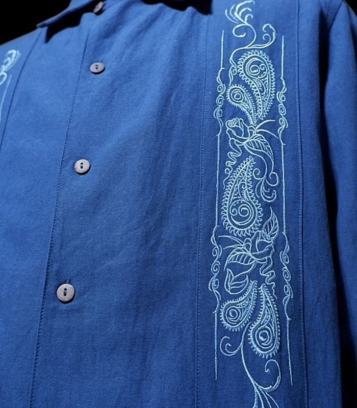 kustomstyle 長袖キューバシャツ (KSLS2107BL) longroof guayabera