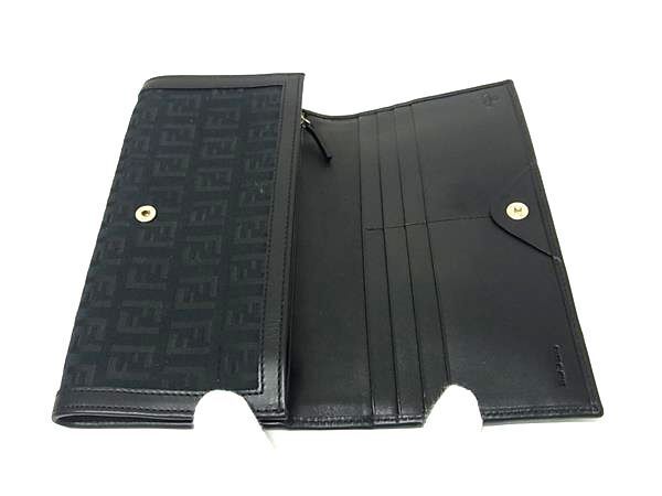 FENDI フェンディ 財布 ズッキーノ 8M0000 ブラック キャンバス レザー