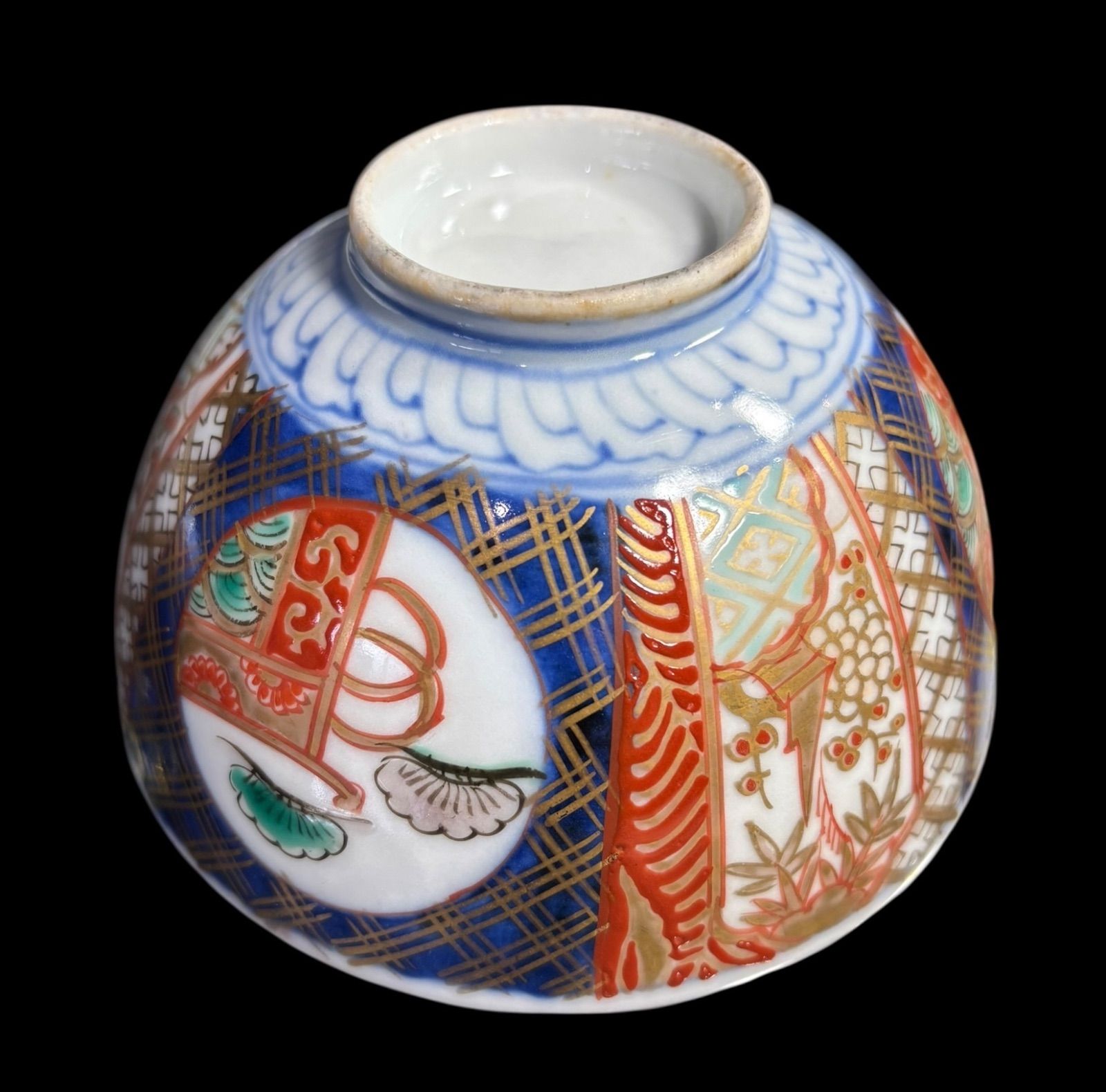 4客セット】 古伊万里 蓋付き椀 壽 金彩 色絵 赤絵 蓋物 松竹梅 蓋付き