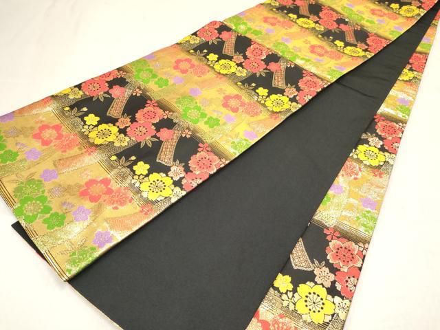平和屋着物[]七五三　子供　女の子　全通柄袋帯　短冊花文　金糸　逸品　DABA3942ma