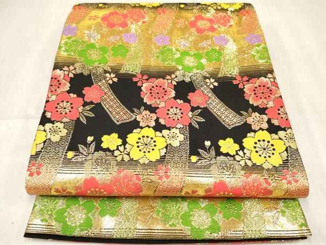 平和屋着物[]七五三　子供　女の子　全通柄袋帯　短冊花文　金糸　逸品　DABA3942ma