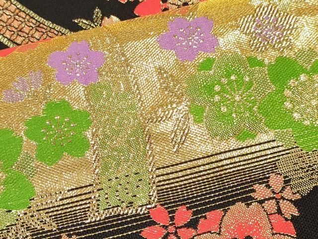 平和屋着物[]七五三　子供　女の子　全通柄袋帯　短冊花文　金糸　逸品　DABA3942ma