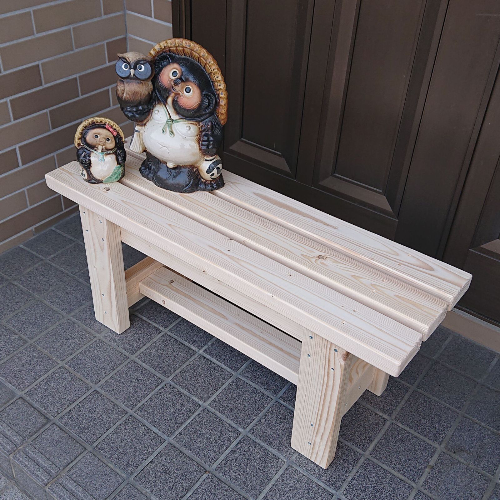 木製 ベンチ アンティーク調 横幅87cm 高さ37cm 踏台 スツール