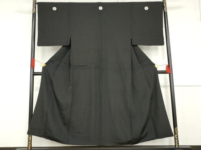 平和屋着物●男性 黒紋付 正絹 逸品 AABG0297cs
