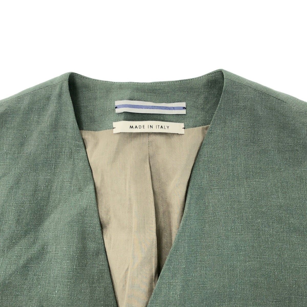 CristaSeya クリスタセヤ 23SS リネンノーカラージャケット グリーン M