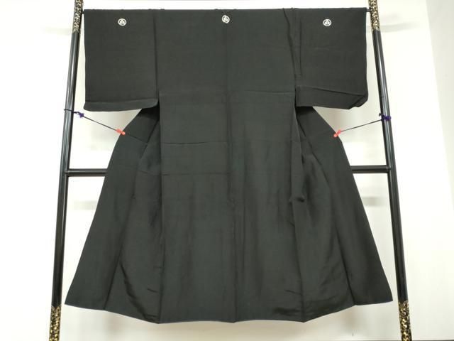 平和屋着物●男性　黒紋付　正絹　逸品　DABC2293ud