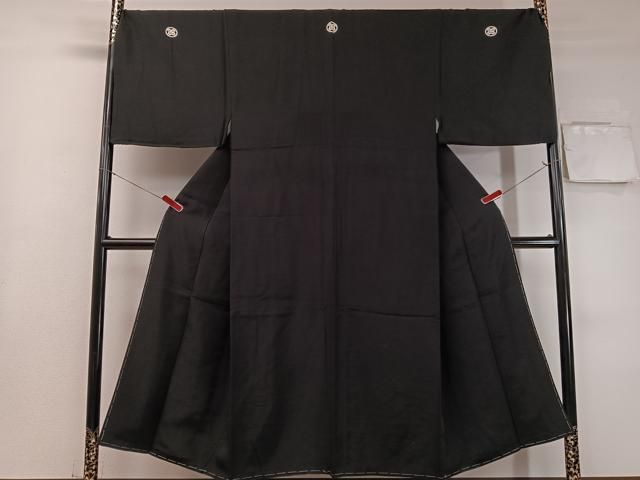 平和屋着物●男性 黒紋付 キングサイズ 正絹 逸品 CABC9993vp