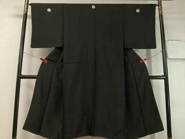 平和屋着物●男性　黒紋付　正絹　逸品　CABC9997vp